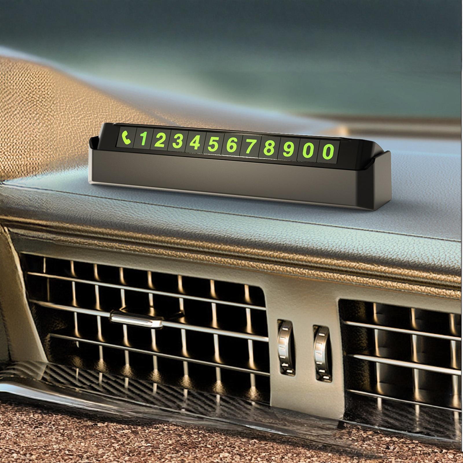 

Car Dashboard Telephone Number Plate Universal Glow Car Temporary Parking Card Plate Glow Hide Phone Number Plate one size чорний