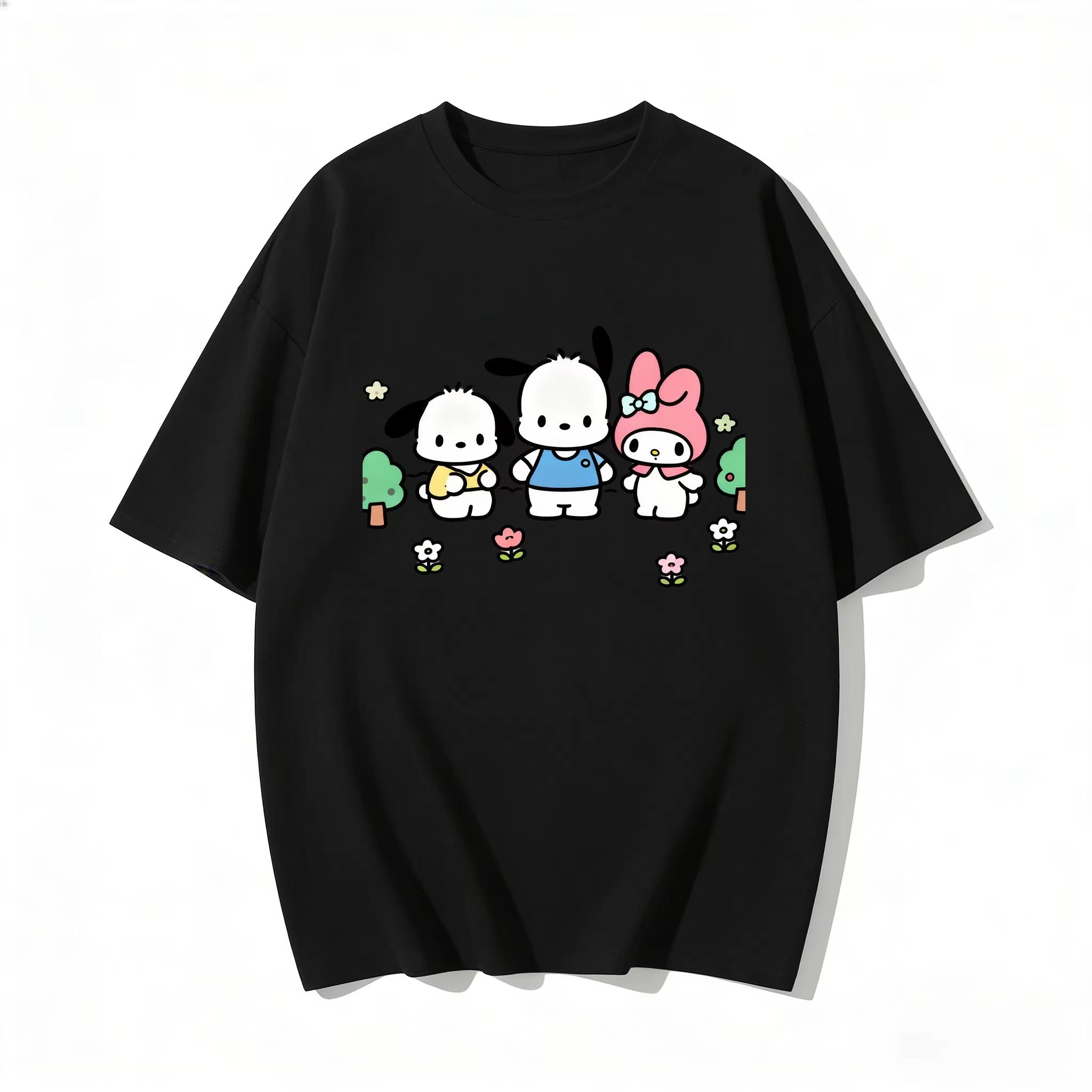 

2026 new Summer Cute Pochacco TShirts Soft Cotton Short Sleeve Tees for Parents Kids Breathable Casual Daily Outfit Tops S