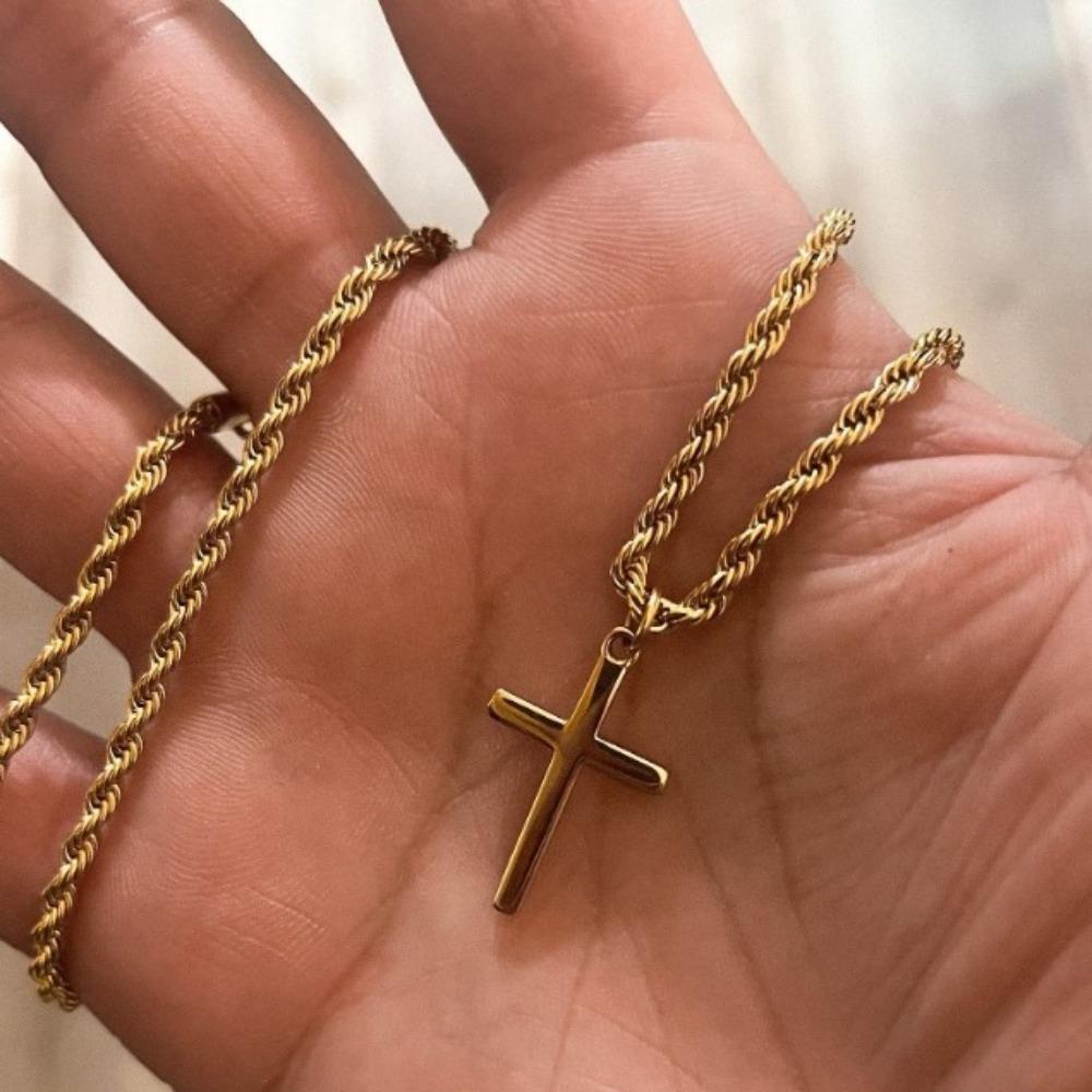 Women Pendant Necklace Cross Shaped Simple Style Accessories for Daily Party Versatile Gold Color/Silver Color Jewelry