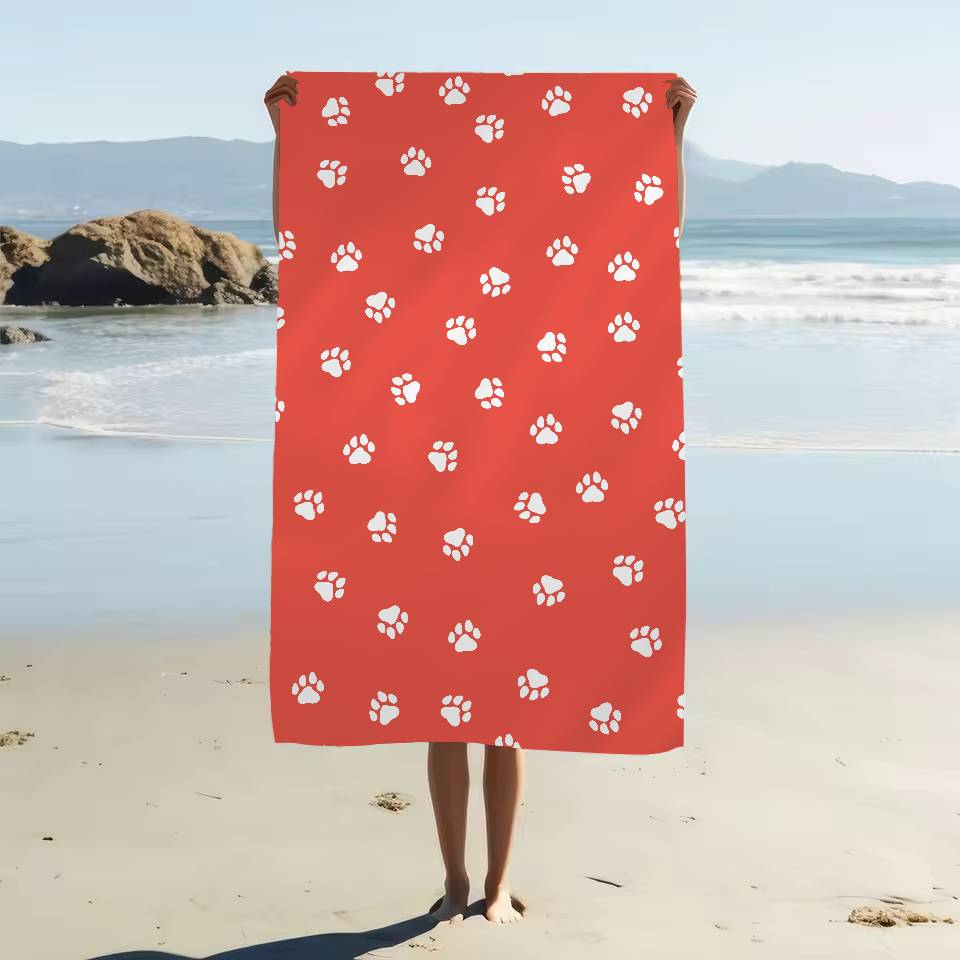Animal Paw Print Microfiber Beach Towel Absorbent Quick Dry Soft Yoga Swimming Resort Mountain Climbing Towel