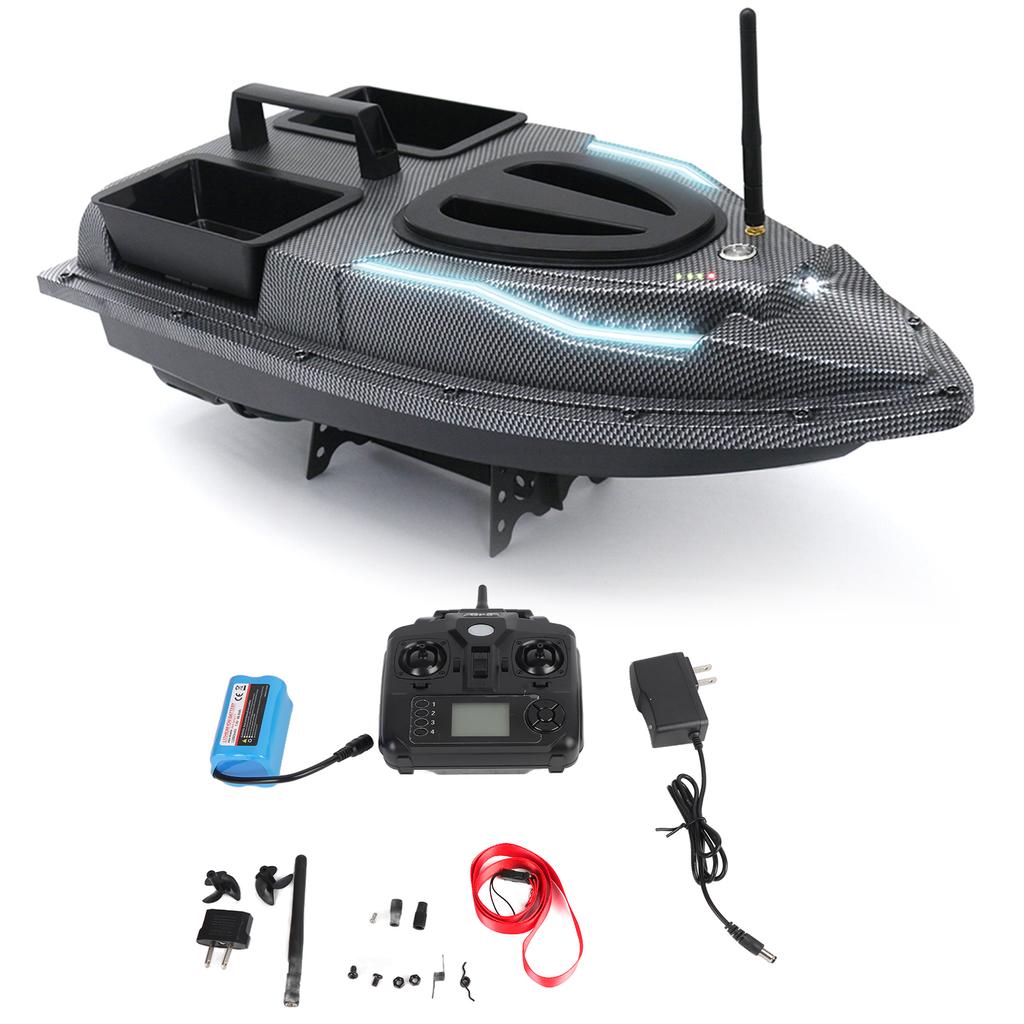 GPS Fishing Bait Boat 500m Remote Control Bait Boat 1.5KG Loading Double Bin Bait Boat with LED Light for Fishing