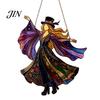 Retro Fantasy Window Hanging Vintage Halloween Cat Witch Decoration, Acrylic Ornaments, Black Decor Rustic Farmhouse Tree Decor, Party Supplies