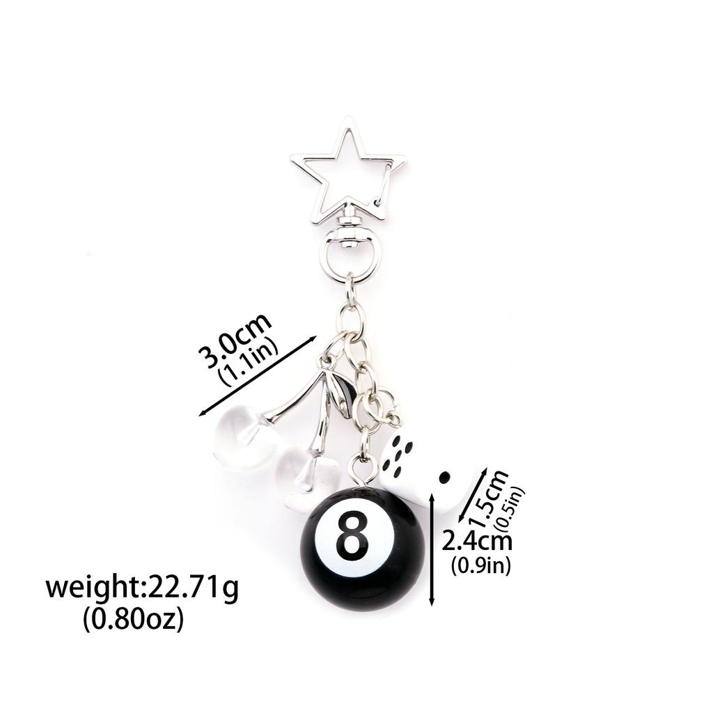 Hiphop Zwart 8 Biljart Sleutelhanger Mini Bal Sleutelhanger Hars Hanger Kers Decoratieve Sieraden Cadeau Doel Winnaar Bal Accessoires