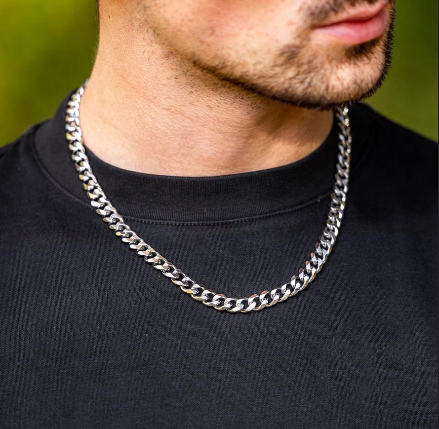 Men' Silver Chain Cuirass 925 SILVER FULL 7mm Diamond Cuban