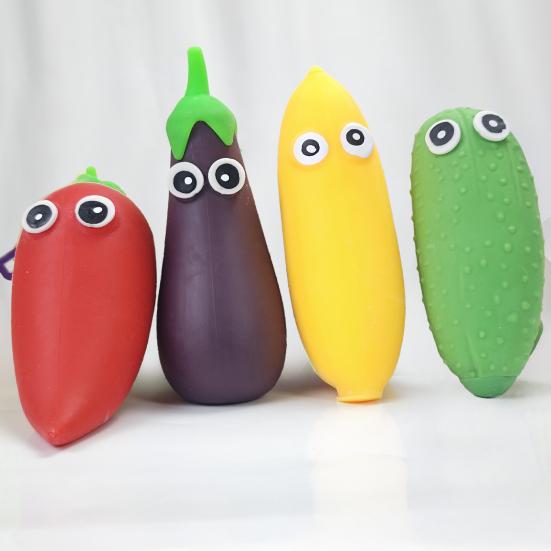 Cartoon Gemüse Quetschspielzeug Große Augen Paprika Aubergine Banane Bittermelone Quetsch Fidget Spielzeug Angstlinderung Obst Kneten Sensorisches Spielzeug
