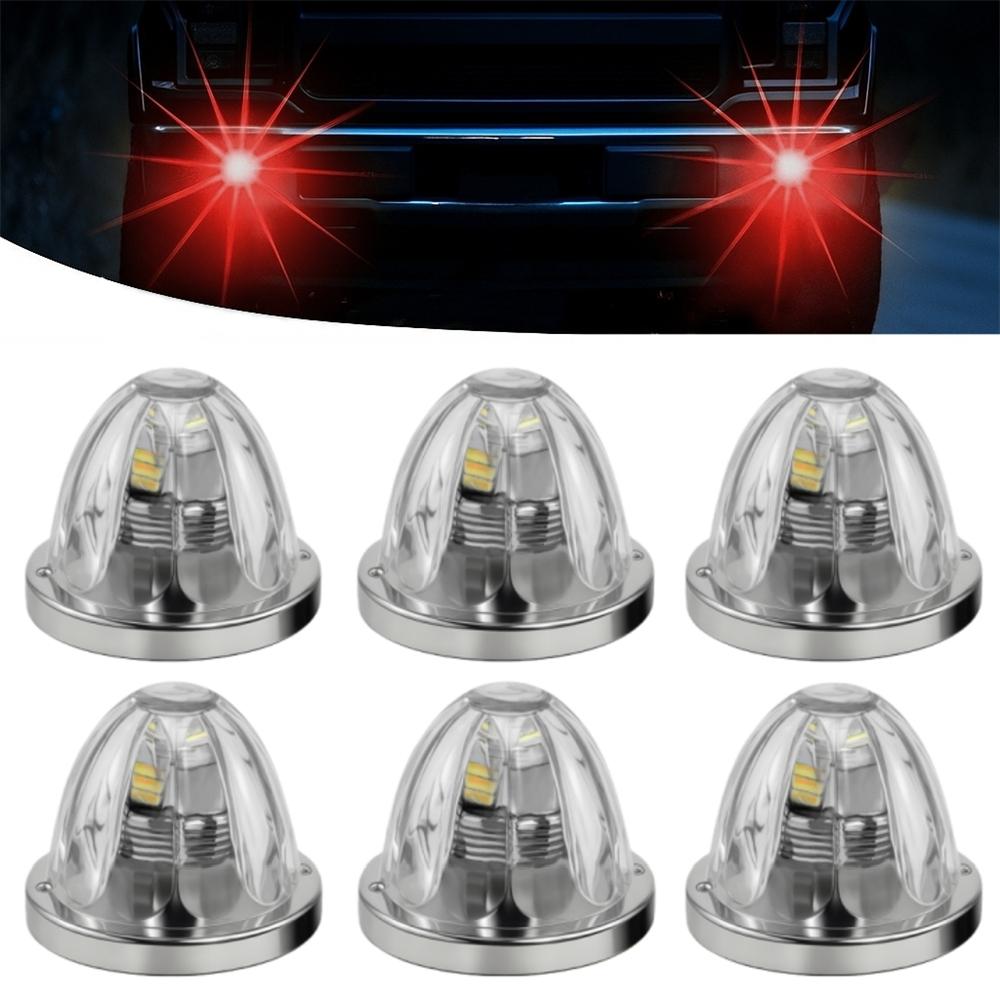 

6PCS LED Watermelon Marker Lights Glass Lens Water Melon Light Dual Revolution Waterproof Star Watermelon Lights 10-30V