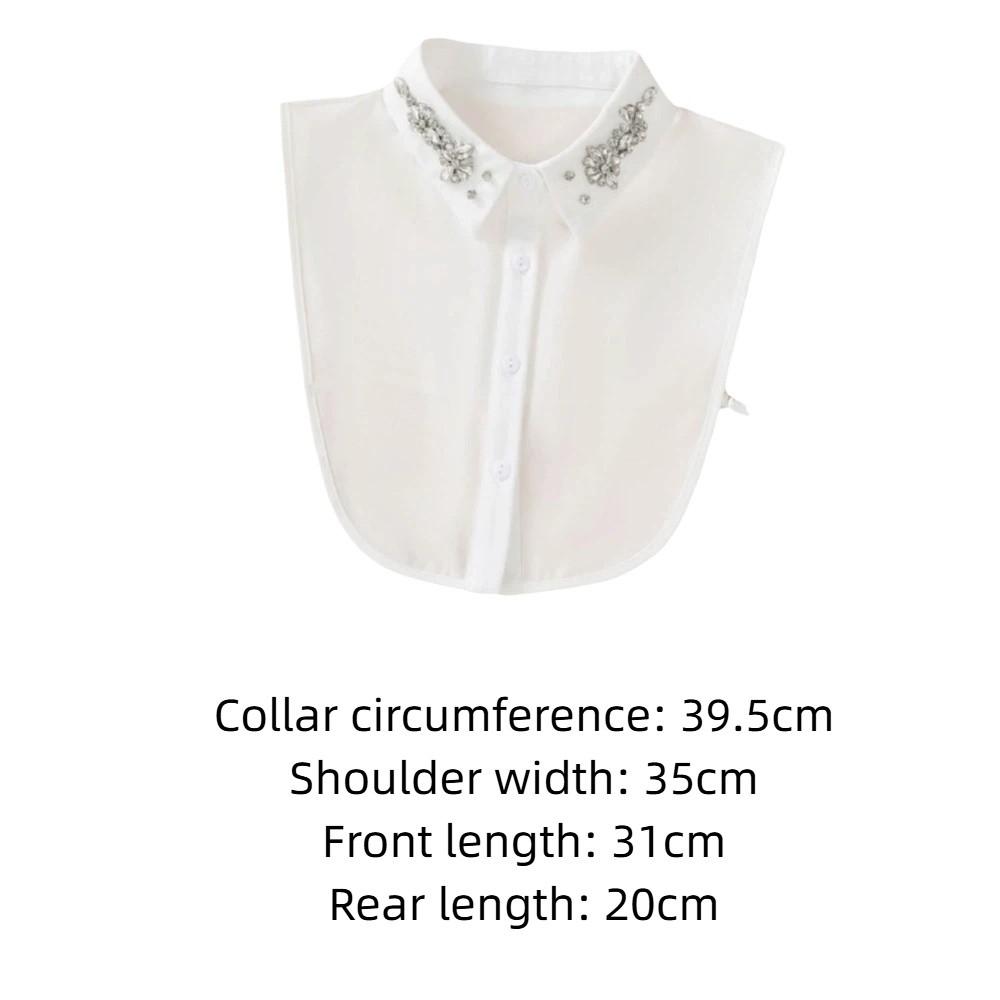 White Chiffon Detachable Collar Rhinestone False Collar Elegant Fake Collar Women