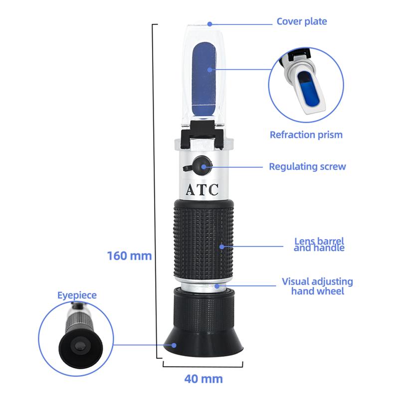 Handheld Brix Honey Refractometer 0-80% Brix Meter with ATC Concentration High Sugar Test Tool Fruit Sweetness Meter