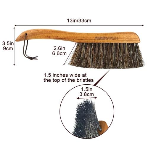 AMERWASH PLUS Counter Brush, Furniture, Drafting, Patio, Bed, Fireplace, Woodworking Cleaning, Horsehair Duster, Wooden Handle Shop Brush, Hand Broom