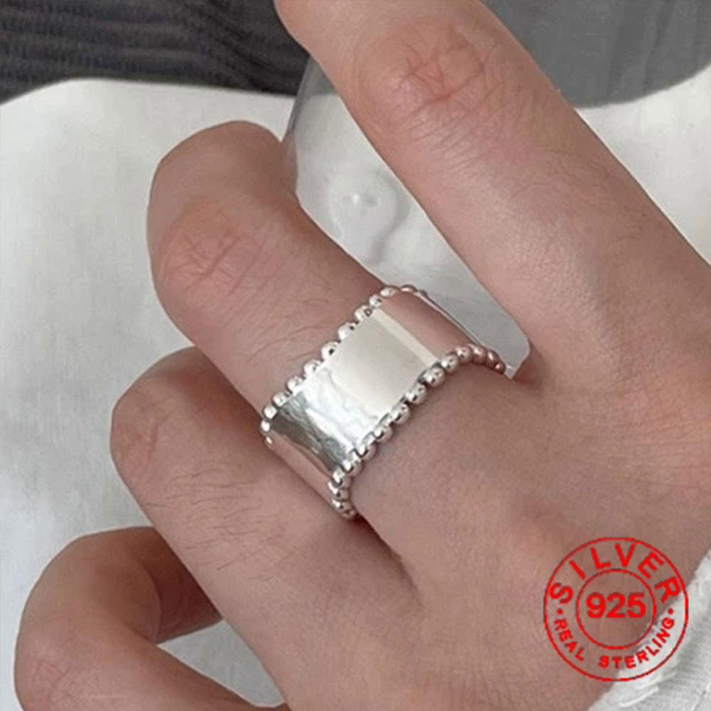 

BFClub Silver Color Ring For Women Jewelry Oval Stone Simple Open Vintage Handmade Ring Allergy For Party Birthday Gift