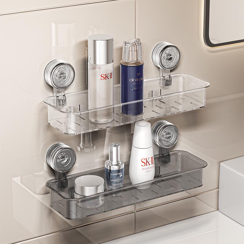 Wall-Mounted Vacuum Suction Cup Bathroom Shelf and Cosmetics Organizer