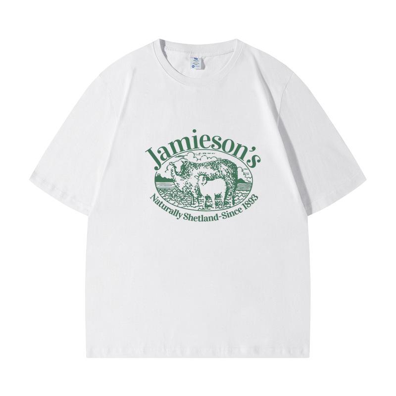 100% Baumwolle Lamm-Print Mutter-Tochter Partnerlook Kurzarm T-Shirt - Rundhals, Lässiges Oberteil