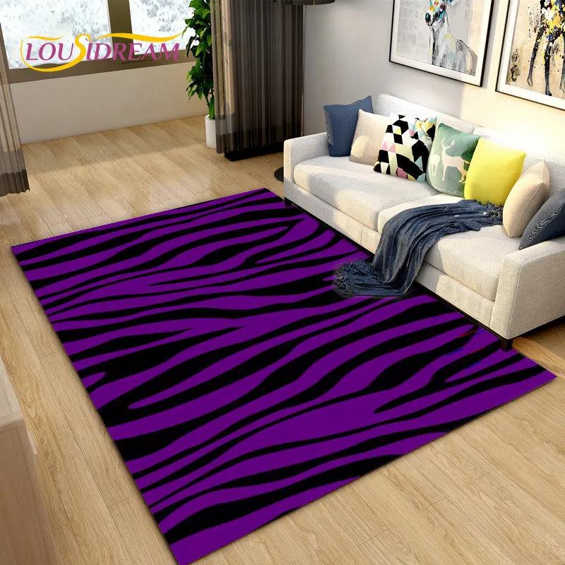 Tapis de Zone Grand Série Couleur 3D Motif Zèbre, Tapis pour Salon Chambre Cuisine Décoration Paillasson, Tapis de Sol Antidérapant