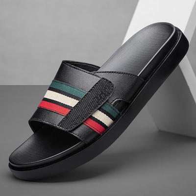 Sandali Uomo di Alta Qualità Casual Marca Famosa Slipper di Lusso Designer Pelle Vera Scarpa Estiva da Esterno Antiscivolo per Camminare sulla Spiaggia