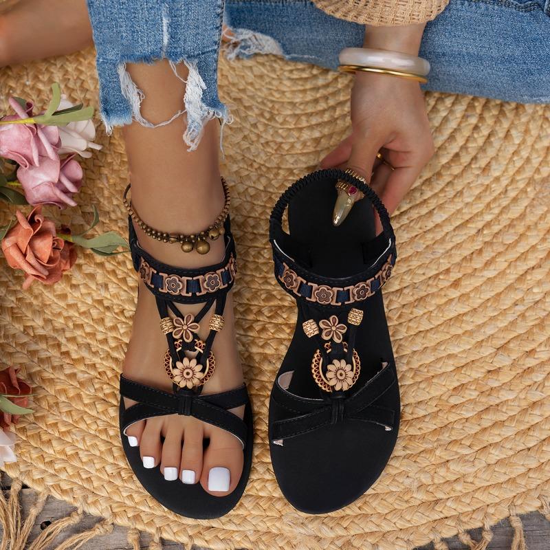 Women's Fashion Versatile Large Size Summer New Round Head Flat Bottom Breathable Casual Women's Sandals Non-slip Rubber