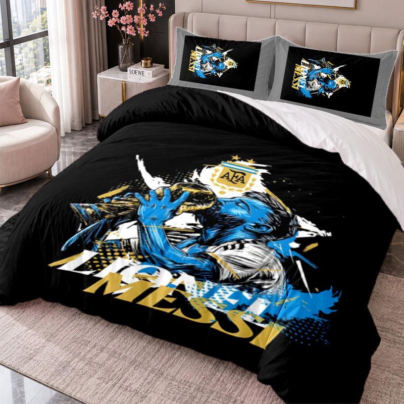 Messi 3Pcs Bedding Set Duvet Cover With Two Pillowcases For Bedroom Home Decoration