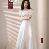 High-end sense small woman small white dress license marriage registration small dress daily wear simple medium and long dress