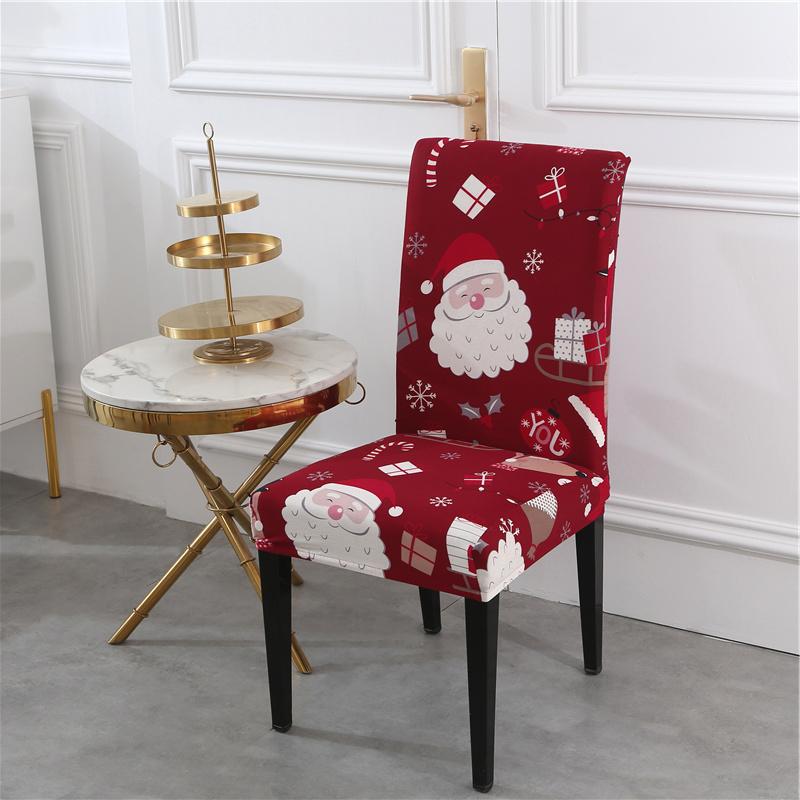 

Christmas Dining Chair Cover Stretch Chair Seat Slipcover For Kitchen Restaurant Banquet El Office Anti-Dirty Removable Party 1piece