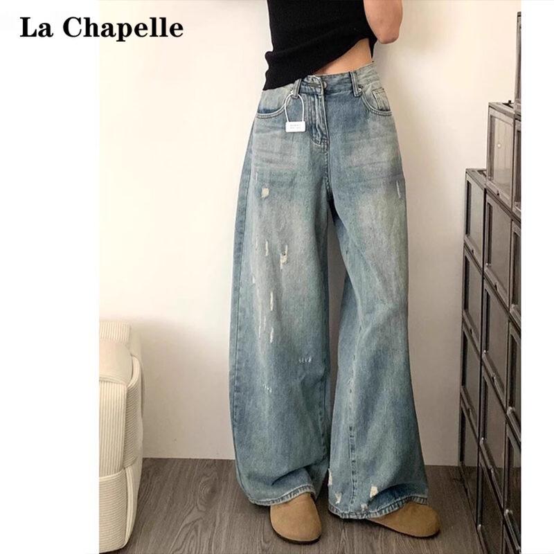 La Chapelle Women s Retro High-Waist Wide-Leg Jeans M