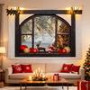 Festive Home Decor Tapestry Christmas Tapestry, Winter Snow Scene Backdrop, Xmas Tree Fireplace Decorative Fabric for Wall Hanging Bedroom Living Room
