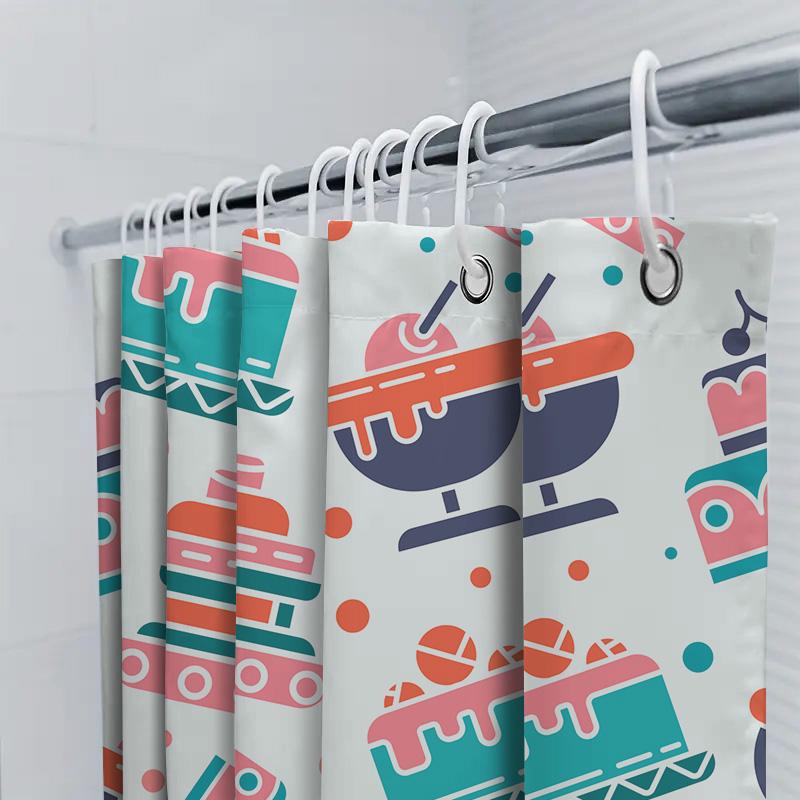 Blue Red White Cartoon Pattern Shower Curtain For Bathroom Home Decor Waterproof Washable Bath Linen 72X180Cm (Set)   Colorful C
