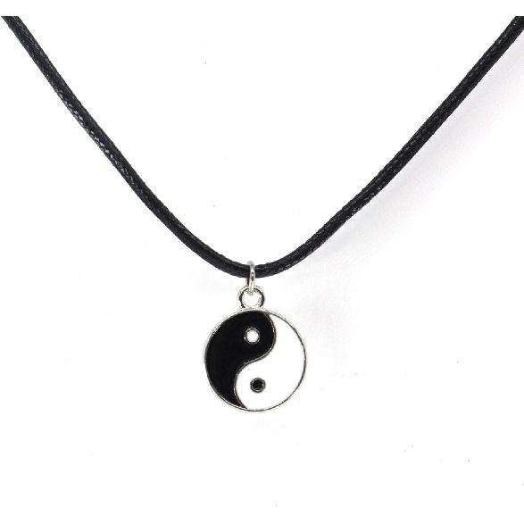 Yin Yang Pendant Necklace for Mens - Adjustable Cord Necklace
