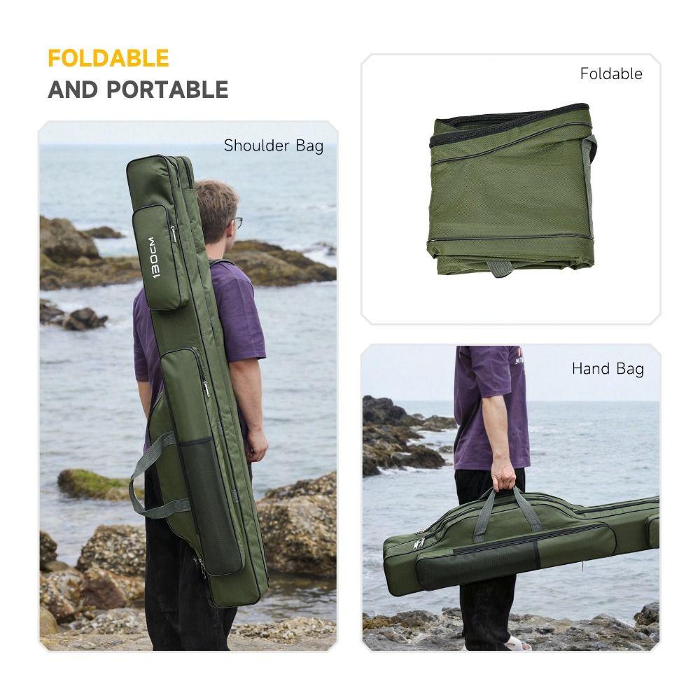 Oxford Fabric Fishing Rod Case Foldable Fishing Tackle Bag Fishing Pole Bag Outdoor Fishing