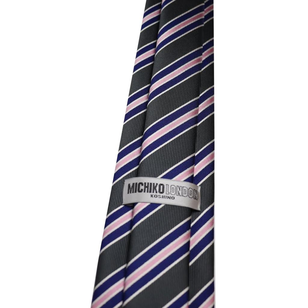 [Michiko London] Wrinkle-resistant Bonded Fabric with Lining for Added Volume. Made In Japan. KOSHINO Brand Tie. Striped Pattern. 100% Silk. Unisex.