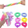 6Pcs Novelty Funny Colorful Alpaca Lala Le Bracelet Stress Relief Sensory Toys Decompression Noodle Stretch Rope Toy Autism Gift