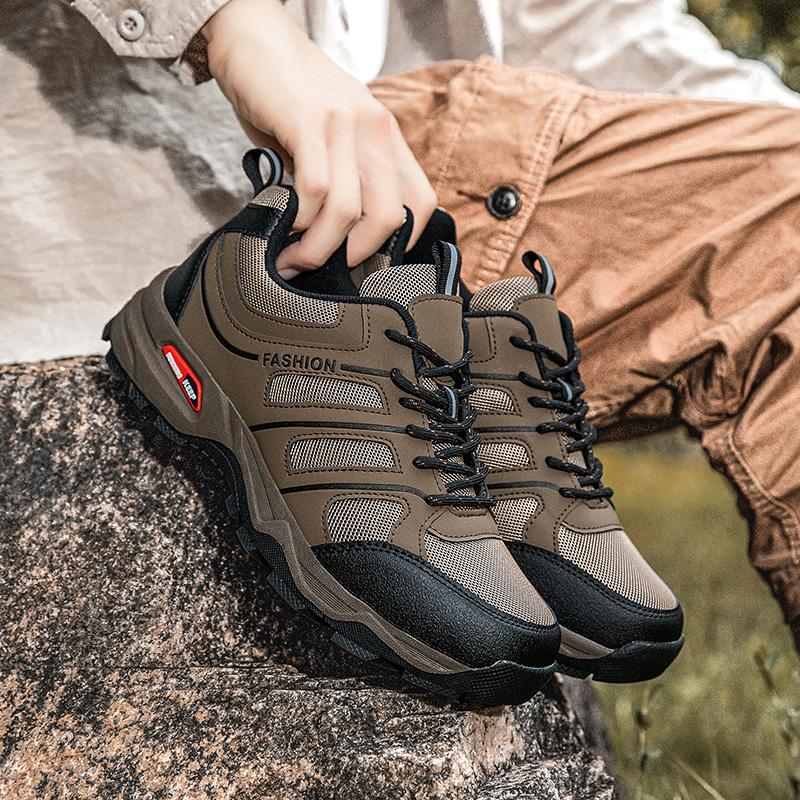Hiking Shoes Men Anti-slip Low-top Outdoor Sports Shoes Men Lace-up Comfortable Soft Breathable Casual Sneakers Shoes Men