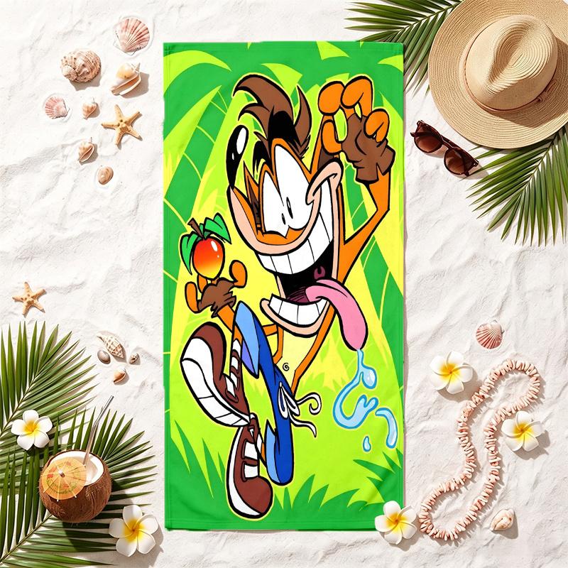 Crash Bandicoot (5) Beach Towel Large Towel For Pool Summer Vacation Bath Gift