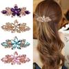 Dammode Blomma Blad Glänsande Strass Hårklämma Hårnål Smycke