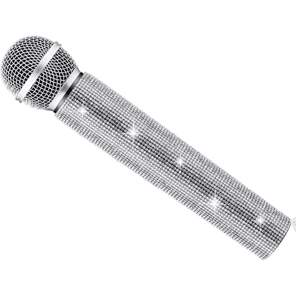 Rhinestone Diamond Microphone Cover for Children's Performance (Prop Only, Mic Not Included)