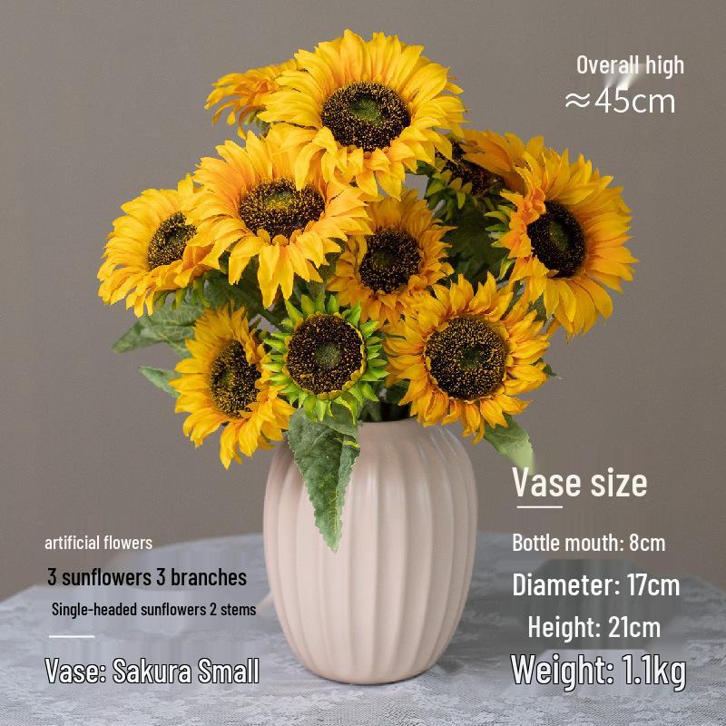 Sunflower Silk Flower Arrangement: Artificial Dried Flowers for Living Room, Dining Table, and Photo Props