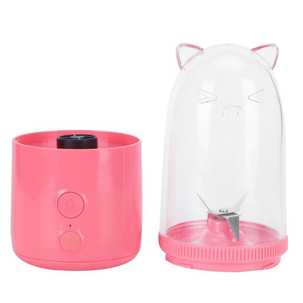 500ML Portable Small Blender USB Rechargeable Electric Fruit Juicer 4 Blades Mixing CupPink Upgrade