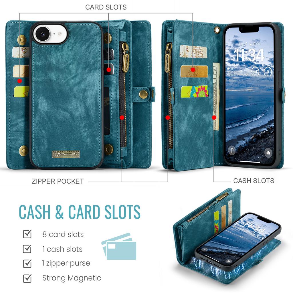 Suitable for IP17promax Phone Case, Zipper Wallet, Samsung S25 Card Slot, ZFOLD7 Hand Strap Protective Case, A17