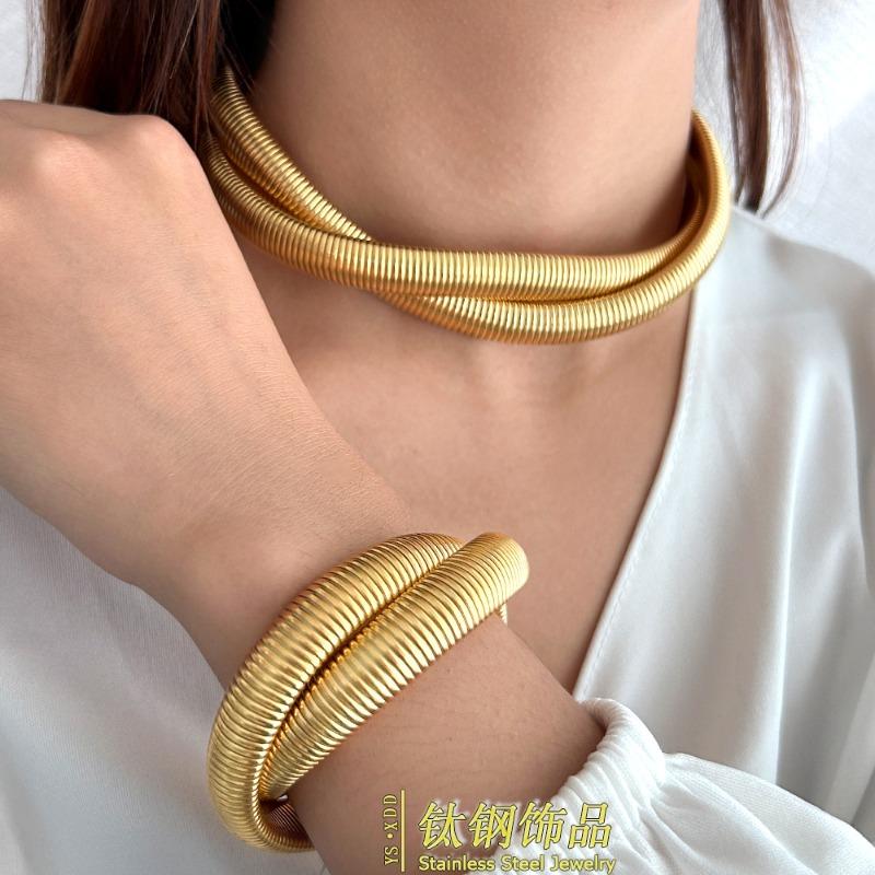Mary Personalized Design Bracelet Necklace, Female Trend Stainless Steel Set Non-fading Bracelet, Collar Collarbone Chain