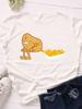 Lustiger Pommes-Druck Damen T-Shirt Kurzarm O-Ausschnitt Locker Damen T-Shirt Damen T-Shirt Tops Kleidung Camisetas Mujer