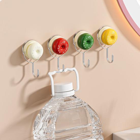 Suction Cup Wall Hook Reusable No Drill Hook with 180-degree Rotating Hook Design for Bathroom