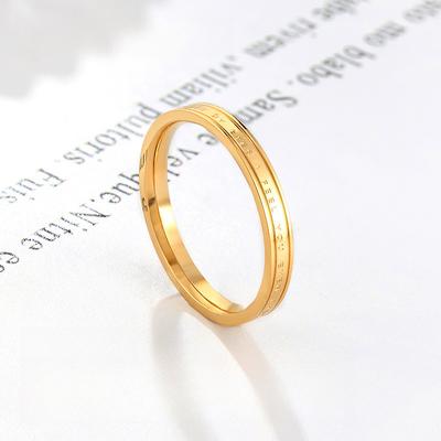 Electroplated Titanium Steel Letter Ring Women's Niche High-end Light Luxury Ring Simple Ins Jewelry