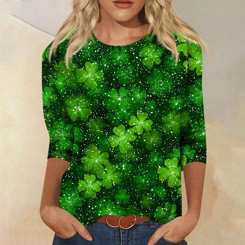 Dámský módní ležérní svetr s kulatým výstřihem a tříčtvrtečním rukávem s potiskem Saint Pao