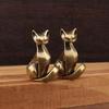 1PC Brass Cat Figurine, Vintage Brass Sculpture, Desktop Craft, Small Ornament, Home/office Cat Statue, Home Decoration