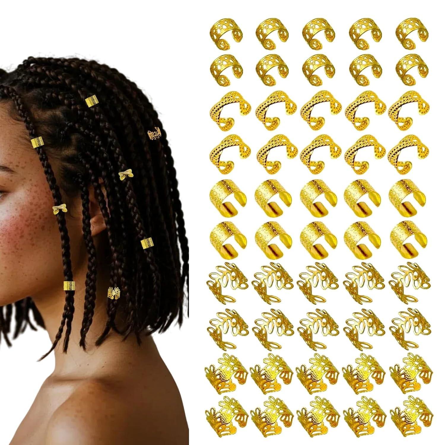 

60-Piece Dreadlock Hair Rings Set: European & American Trending Style золотой