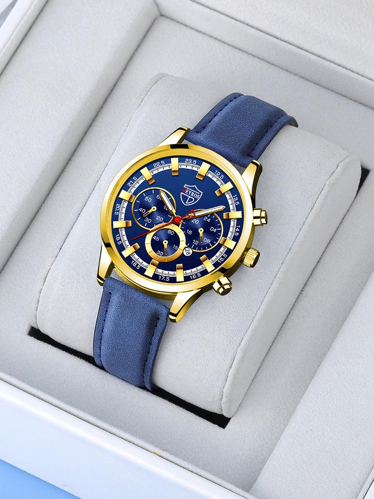 Trendy Belt Watch Men'S Automatic Calendar Luminous Quartz Watch