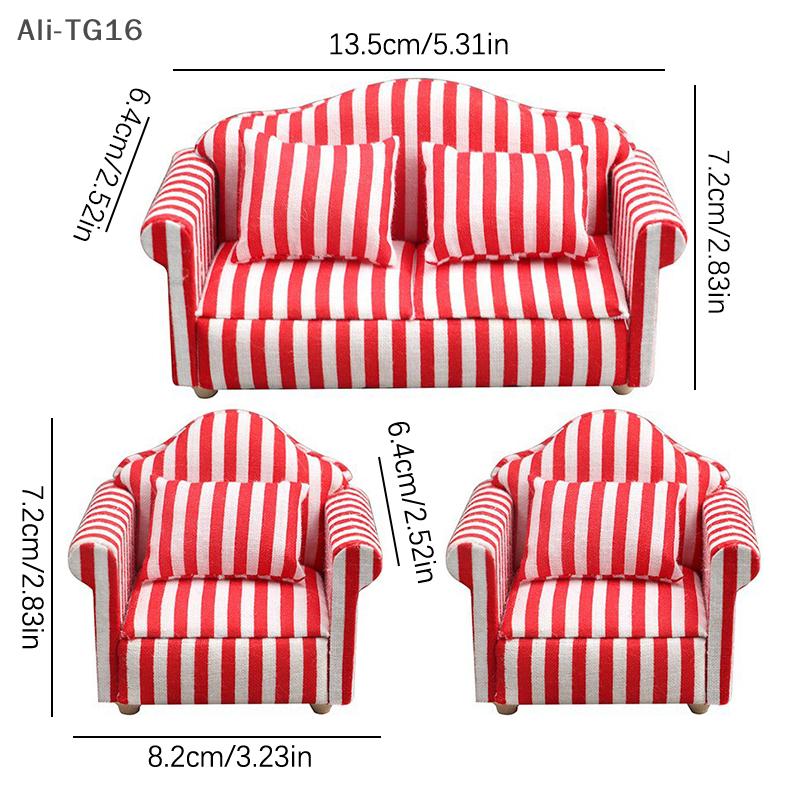 1/12 Dollhouse Simulation Sofa Model Doll Home Miniature Single/Double Sofa Living Room Furniture Decor Micro Scene Props