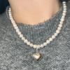 My Omelet [92.5 Silver] Mermaid Heart Pearl Necklace