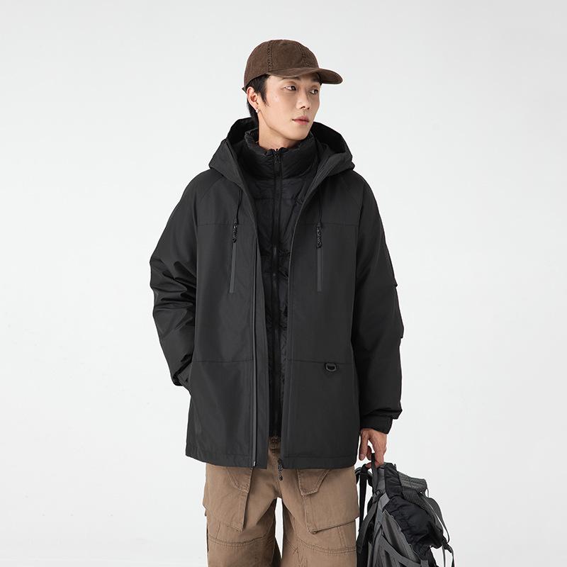 Outdoor three-in-one ski down jacket for men and women, fashionable waterproof thickened couple down jacket jacket for men