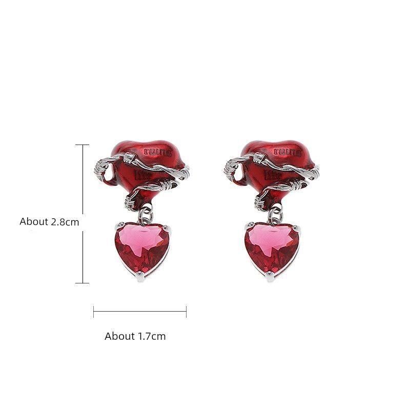 

INS Синий Кошачий Зрачок Доступная Роскошь Стильный Дизайн Клипса на Ухо Red balloon Heart earrings