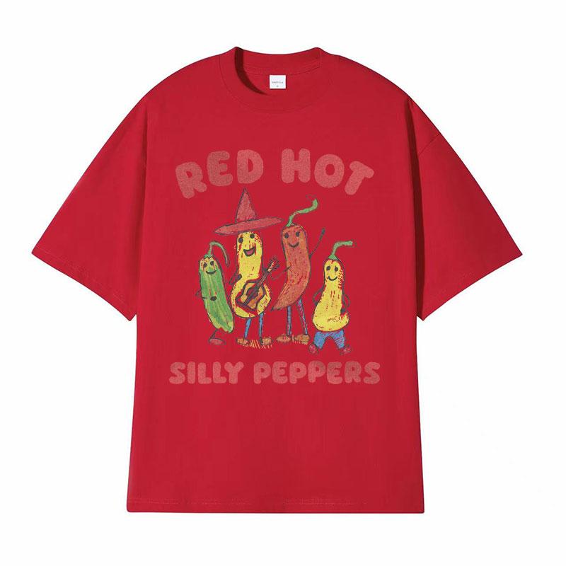 

Red Hot Silly Peppers Funny Meme T Shirts Men Women Vintage High Quality Tops Tshirts Male Summer Casual Cozy Oversized Tshirt S