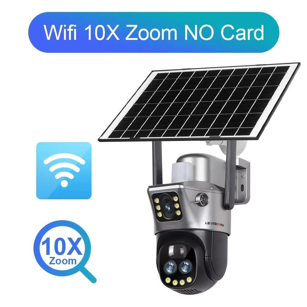 

LS VISION 12MP Dual Screen 4G Solar Camera 10X Zoom Outdoor 6K WiFi PTZ Red Blue Light Alarm Auto Tracking CCTV Cameras V380 Pro WiFi 10xZoom No Card